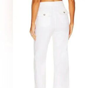 NEW SPANX BRIGHT WHITE Stretch Twill Cropped Wide Leg Pant POCKETS Size Small